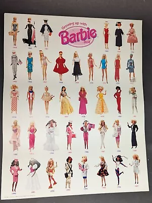 Vintage Mattel  Growing Up With Barbie Doll  1959-1997  16 X 20 Wall Art Poster • $18.95