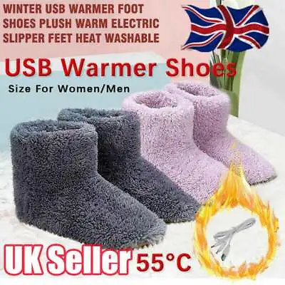 £10.36 • Buy Winter USB Warmer Foot Shoes Plush Warm Electric Slippers Feet Heated Washable