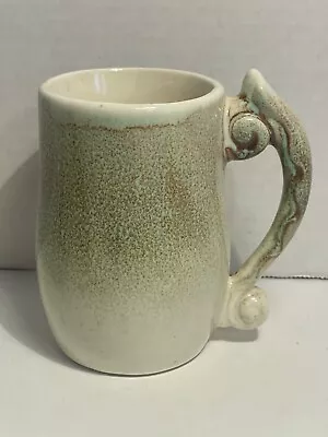 Vintage Haeger Mug Cream / Brown / Green 4.25  Tall Great Name American Ceramics • $10