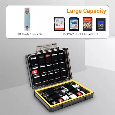 Memory Card Case Storage Holder For 16 USB Flash Drive Thumb +30 SD CF Type A • £20.39