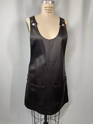 Vintage Jumper Dress SIZE LARGE Black Fake Leather Vinyl Y2K 90's Goth Biker • $36