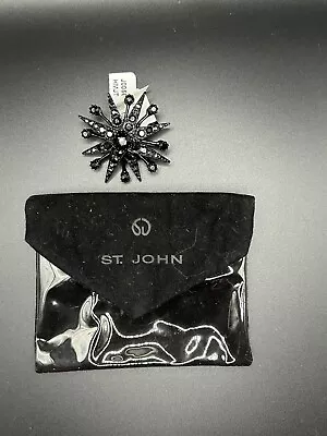 New St. John Pin Brooch With Case Crystal Metal 1.75” • $49