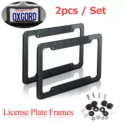 2pcs Carbon Fiber License Plate Frame Tag Cover Protection Rack Universal • $3.75