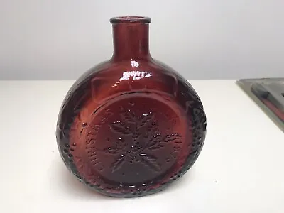 Vintage 1973 Wheaton Red Christmas Holly Bottle Vase • $7