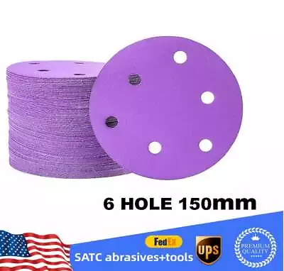 150mm Wet And Dry Sanding Disc Pads 6 Hole Sandpaper Hook And Loop Grit 60-800 • $21.59