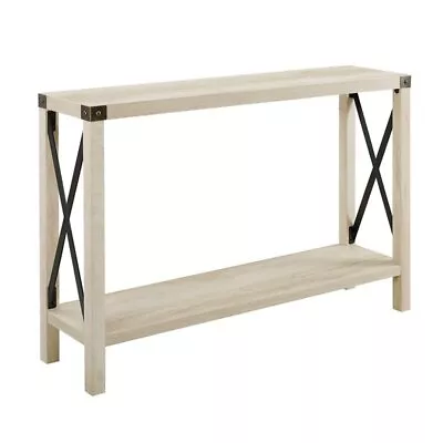 Pemberly Row 46  Metal Entry Table In White Oak • $167.99
