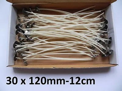 30 X 120mm-12cm Pre Waxed Wicks For Candle Making With Sustainers. • £2.73