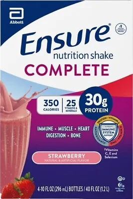 (PACK OF 12) Ensure COMPLETE Nutrition Shake 30g Of Protein Strawbery 10 Fl Oz • $42.99