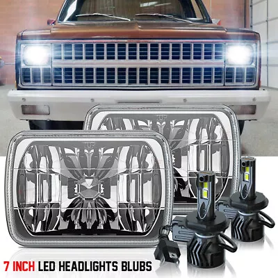 FIT Chevrolet C10 C20 C30 1981-1986 Pair 7x6  5x7 LED Headlights Hi/Lo Lamps • $141.99