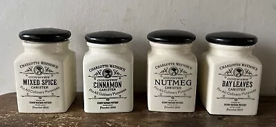 Set Of 4 Vintage Charlotte Watson Country Collection Herb/Spice Canisters Jars • £21.99