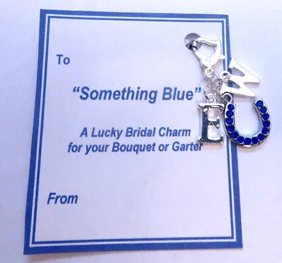 £5.75 • Buy Something Blue Traditional Good Luck Horseshoe Silver Bridal Charm & Initials 