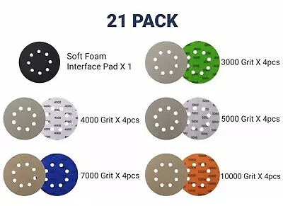 5 Inch 400-10000 Grit Sanding Discs Hook Loop Orbital Sander PaperInterface Pad • $13.99