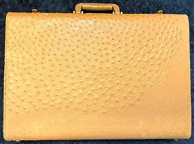 Real Ostrich Skin Leather Luxury Vintage ATLAS Briefcase Attaché Designer Case • $399