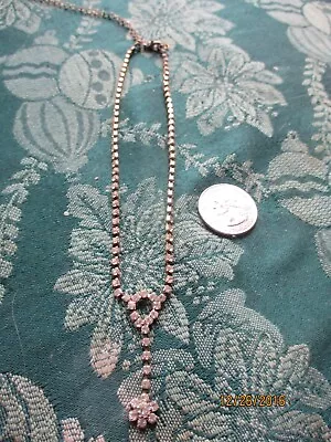 Vintage Rhinestone Drop Necklace 15 Inch Lobster Catch • $5.99