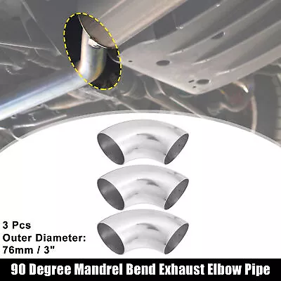 3pcs OD 3 Inch 90 Degree Bend Auto Exhaust Tube Elbow Pipe Arc Length 200mm • $25.99