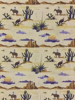 100% Cotton Fabric  Cowboy Dessert Vintgae Sand Print Material Craft • £3.50