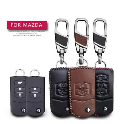 Leather Folding Car Key Shell Cover Case For Mazda 2 Demio 3 5 6 CX7 CX9 RX8 MX5 • $8.54