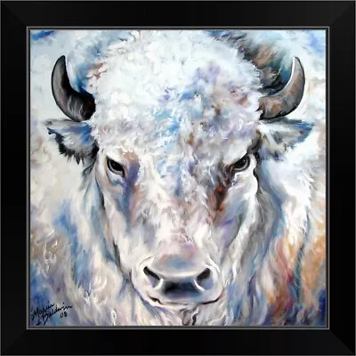 White Buffalo 2424 Black Framed Wall Art Print Wildlife Home Decor • $64.99