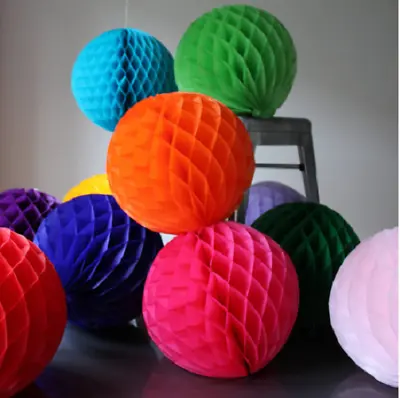 12 Mixed Sizes Honeycomb Balls Decoration Tissue Paper Pompoms Wedding Party  • £10.99