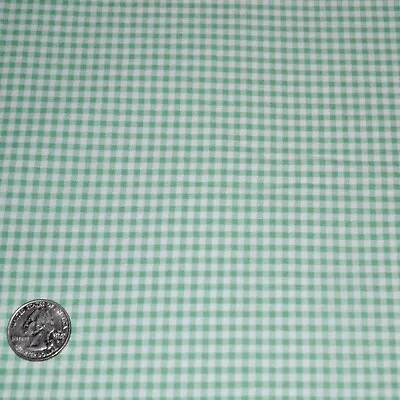 Vintage Gingham Cotton Quilt Fabric Green White 2 3/4 Yard • $14.99