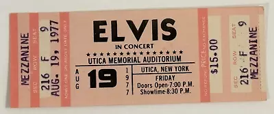 Elvis Presley ~unused Concert Ticket ~ Utica Memorial Auditorium ~ Aug. 19 1977 • $149