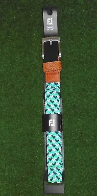 Men's Footjoy Stretch Braided Woven Golf Belt Regular 30 -35  Green Navy White • $44.99