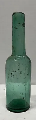 $17.50 • Buy Primitive Blown In Mold Green Aqua Small Glass Bottle 1920’s