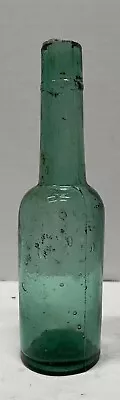 $16.50 • Buy Primitive Blown In Mold Green Aqua Small Glass Bottle 1920’s