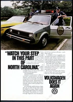 1980 VW Rabbit North Carolina Polie Car Photo Vintage Volkswagen Print Ad • $8.09