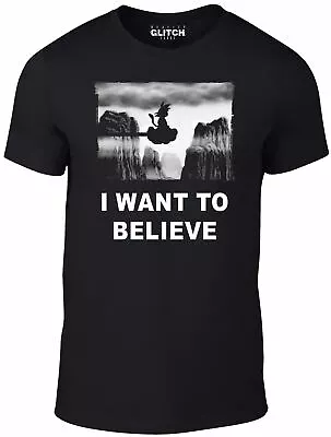 I Want To Believe Nimbus Men's T-Shirt - Funny Dragon Ball Z Inspired Goku UFO • $18.99