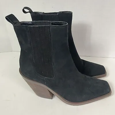 Vince Camuto Black Suede Ackella Boots Booties Size 9 M Square Toe • $20.95