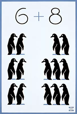 6 + 8 - Math Penguins - 1938 - WPA Poster • $9.99