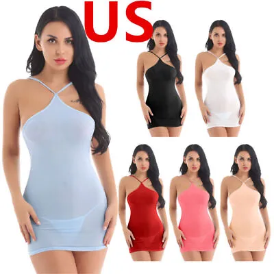 US Women Dress Transparent Micro Mini Tube Lingerie Strapless Babydoll Nightwear • $3.67