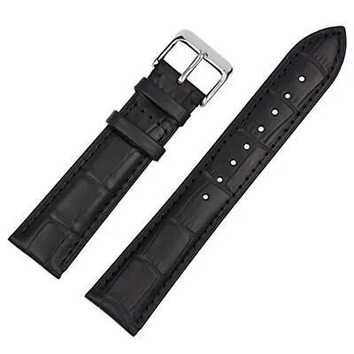 24mm Genuine Leather Black Watch Band Strap Fits LUPAH • £14.29