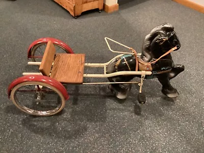 Vintage Antique MOBO Childs Ride On Pedal Toy Horse With Sulky Cart • $475