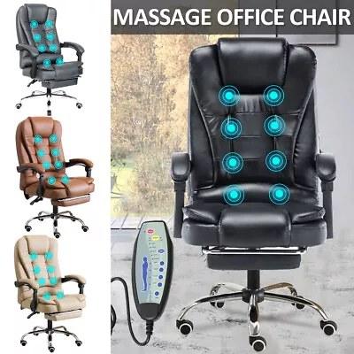 2/8 Point Massage Swivel Office Chair Gaming PC Computer Desk Executive Recliner • £71.99