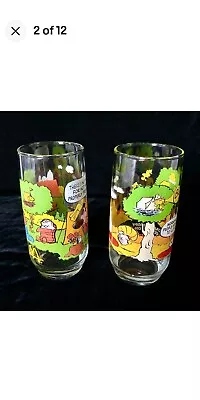 Vintage McDonalds Drinking Glasses Camp Snoopy Peanuts Schulz Set Of 2 1965 1968 • $18.79