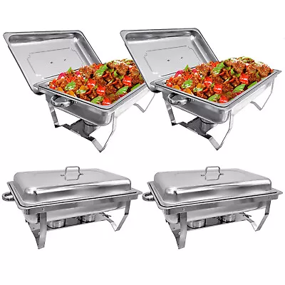 Chafing Dish Set 4×9L Bain Marie Food Warmer Buffet Pan Heater For Party Home • $155.99
