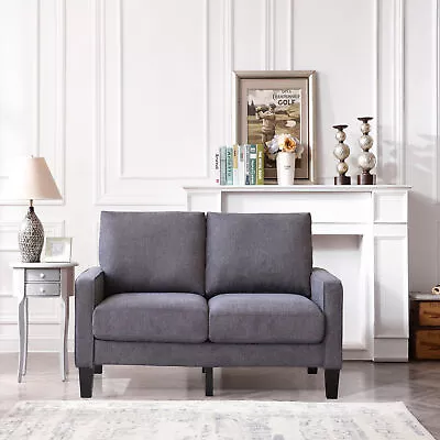 Modern Living Room Furniture Loveseat In Dark Grey Fabric • $371.65