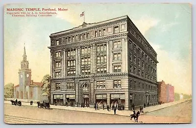 Masonic Temple Portland Maine ME Chairman Building Committee Postcard • $14.38