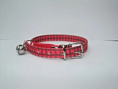 Cat Collar Tartan  Safety Elastic Plaid Checked Chequered  Bell Metal  Buckle • £4.19