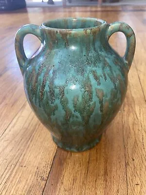 $250 • Buy Zanesville Stoneware Pottery Glazed Vase 800 Drip Glaze Vintage Green Aqua 8”1/4