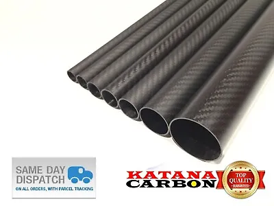 Matte 1 X OD 17.7mm X ID 16mm X 1000mm (1 M) 3k Carbon Fiber Tube (Roll Wrapped) • £15.60