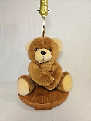 Vintage 80s ADI Lamps Plush Teddy Bear Musical Lamp Nursery- Wood Base -No Shade • $37.99