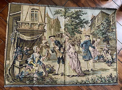 Vintage Tapestry Wall Hanging French Belgian City Scene 25”x36” MINT COND. • $139.90