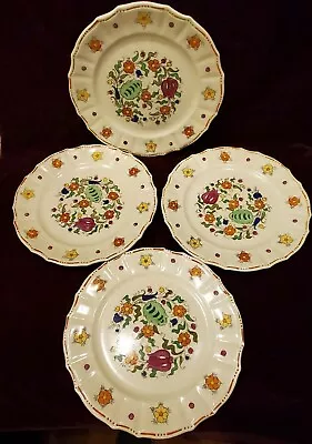 Mikori Ware Hand Painted Japan Set Of 4 Dinner Plates Floral On Pale Yellow • $36.99