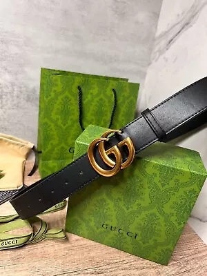 Gucci Belt Authentic Black Leather Marmont Supreme For Men M Size Silver • $79