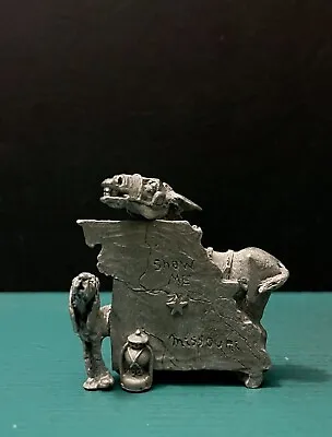 Boyd Perry Rawcliffe Pewter Missouri Show Me State Map Mule Dog Mini Figurine • $24.99
