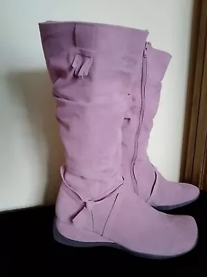 Lilley And Skinner Soft Pink Suede Knee High Boots Size 7 Ex ConditionWorn Once  • £15