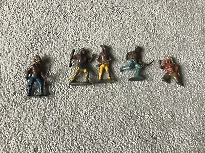 5 Vintage Lead  Native American Indian Figures In Varying  Positions • £15